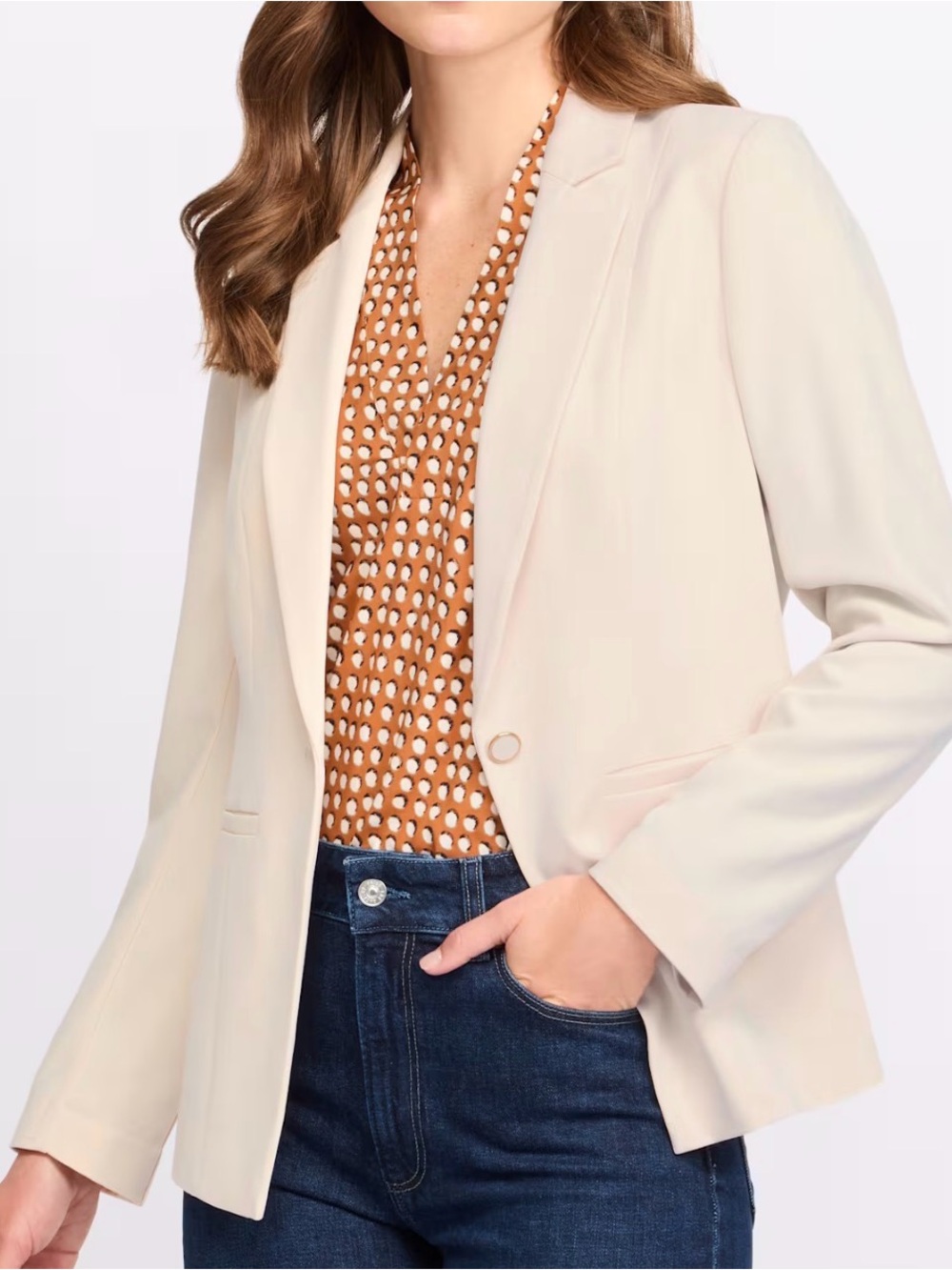 Market & Spruce off white Cream Single-Button off-white size medium Blazer